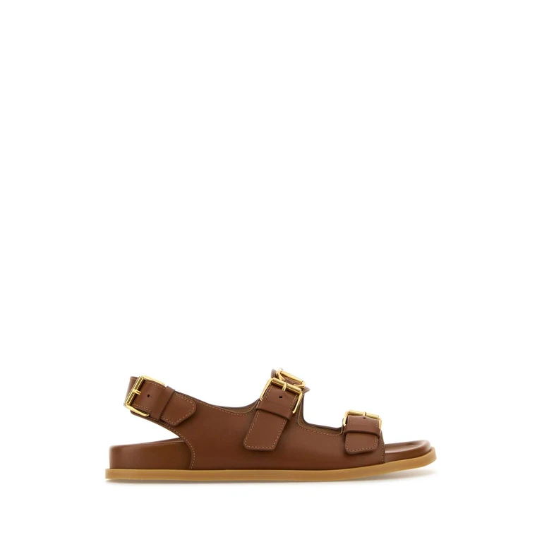 Valentino Garavani Biscuit Leather Sandals Tobacco Sandali - Women