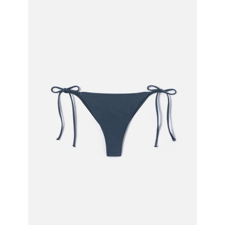 Mc2 Saint Barth Marielle Plate Brazilian Bikini Bottoms Dark Grey Glossy-Finish Fabric Bottom - Women
