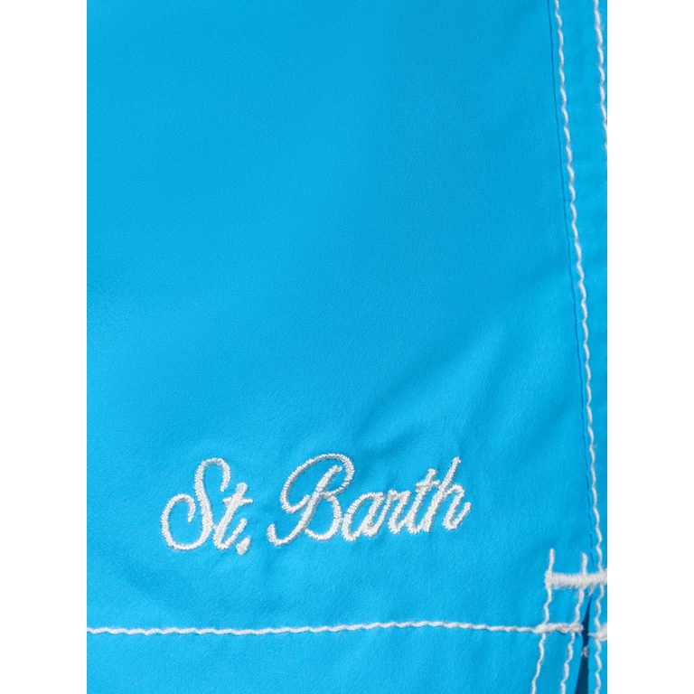 Mc2 Saint Barth Boy Aqua Blue Mid-Length Swim Shorts Patmos Jr Sky Swimshort