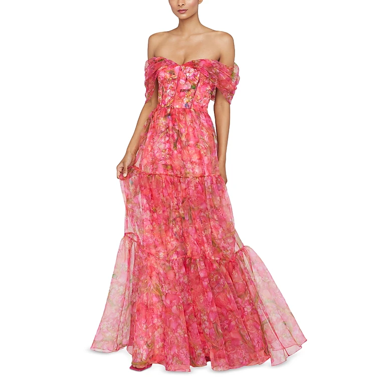 Theia Tia Off Shoulder Organza Gown