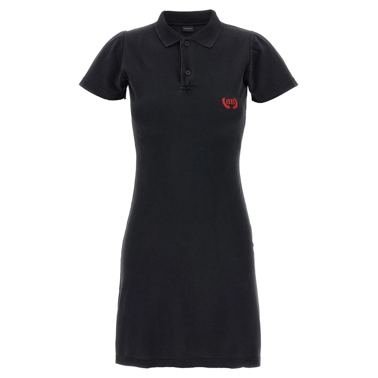 Black Cotton Short Dress - Women