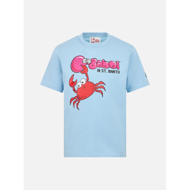 Mc2 Saint Barth Boy T-Shirt With Big Babol Crab Placed Print Special Edition Sky