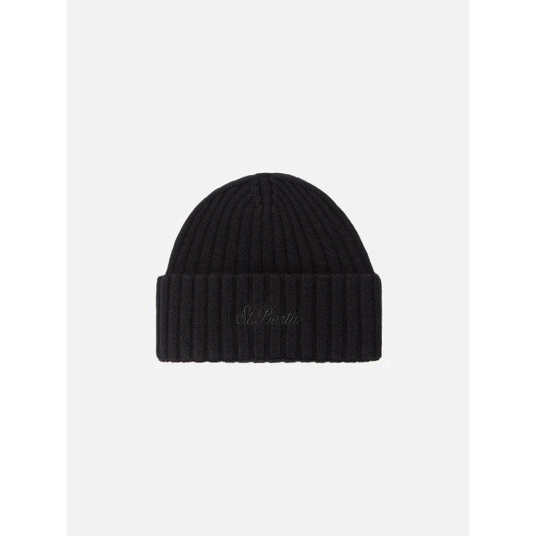 Mc2 Saint Barth Wool Wengen Beanie Black Hat - Unisex