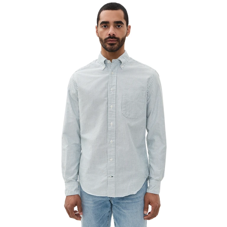 Striped Spring Oxford Shirt Green Stripe M