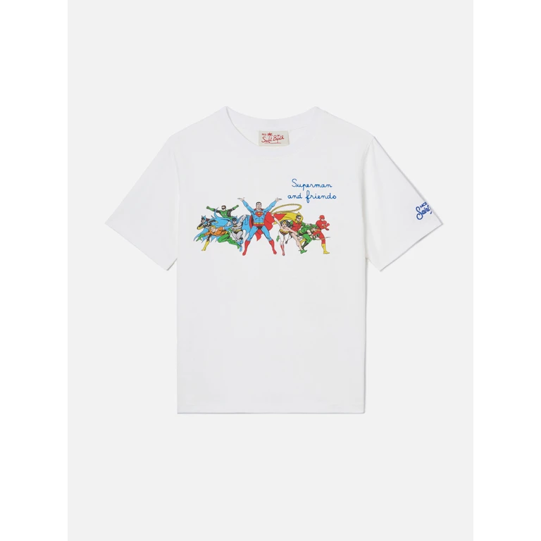 Mc2 Saint Barth Denver Jr T-Shirt With Super Friends Embroidery Special Edition White