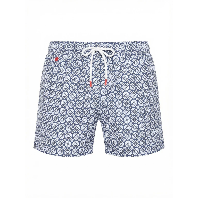 Kiton Blue And White Beachwear