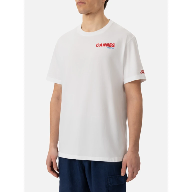 Mc2 Saint Barth Organic Cotton T-Shirt With Cannes Postcard Print __single__ - Men