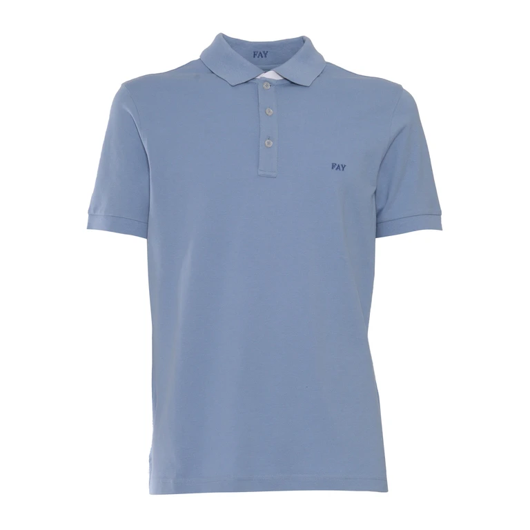 Fay PIQUET POLO Light Blue Cotton Elastane Shirt - Men