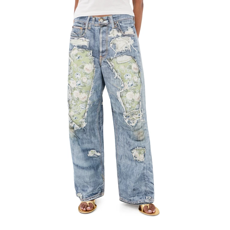 Acne Studios 1981 Rose Print Jeans Blue/Green L