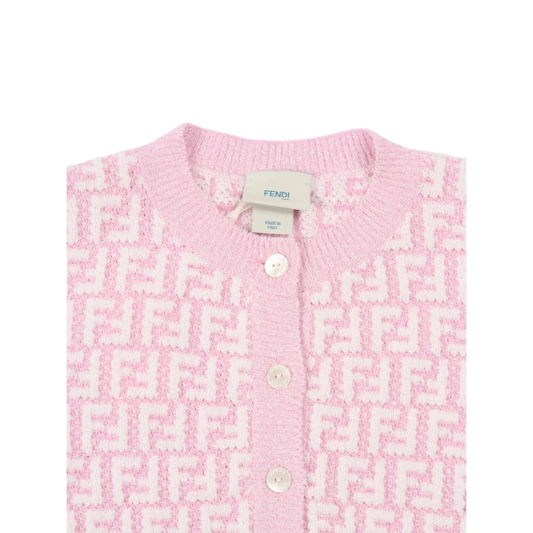 Fendi Jr FF VISCOSE KNIT CARDIGAN Pink - Kids