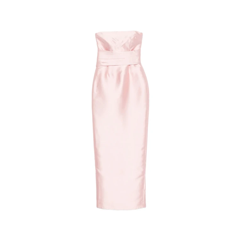Solace London Strapless Pleated-waist Maxi Dress