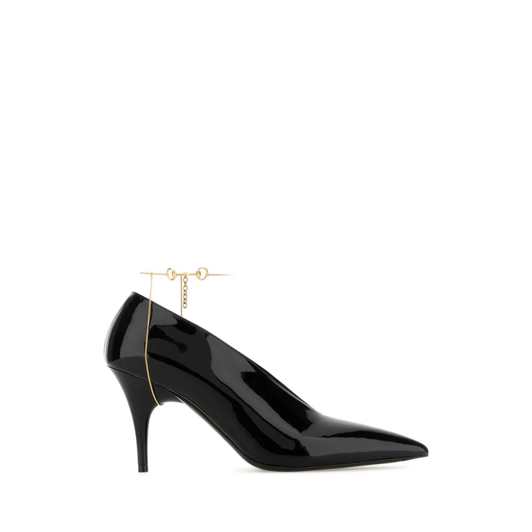 Black Leather Gucci 97 Pumps Nero Scarpe Con Tacco - Women