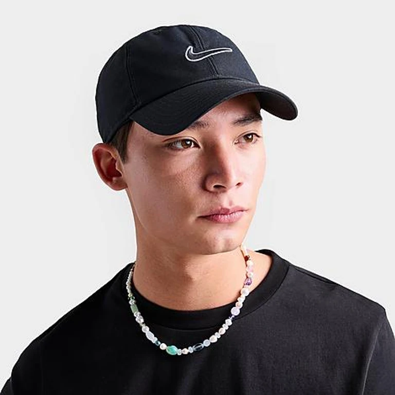 Club Swoosh Unstructured Strapback Hat in White