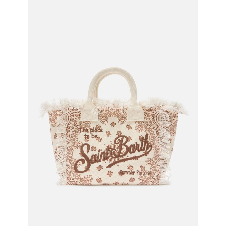 Mc2 Saint Barth Beige Canvas Colette Bag With Bandana Print __single__ - Unisex