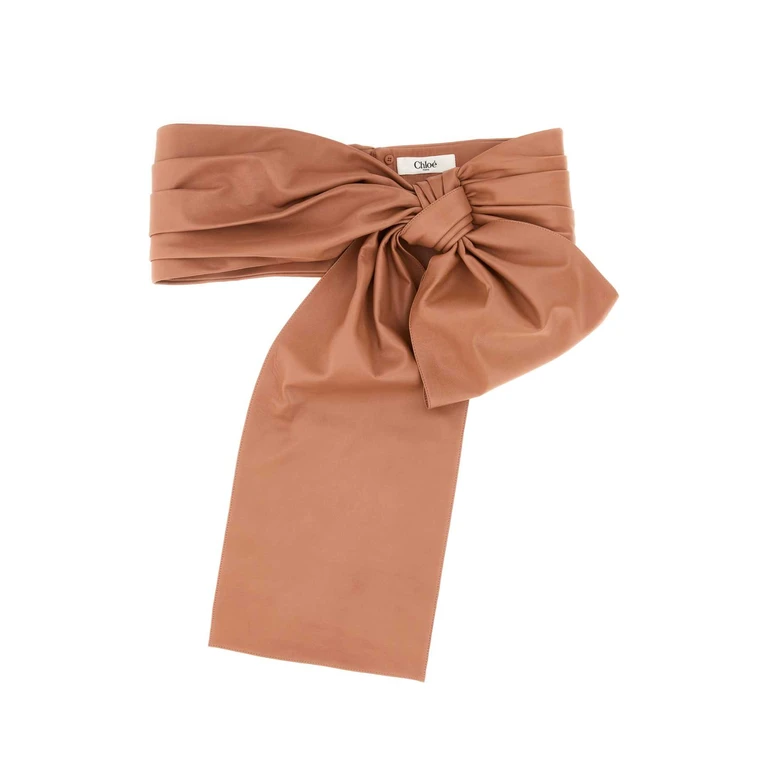 Chloé Pink Leather Chloã Bow Belt Dawnrose Exterior: Cinture - Women