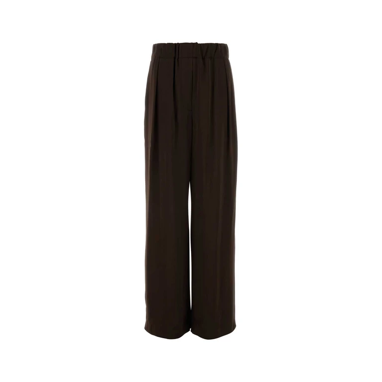 Jil Sander Chocolate Satin Wide-Leg Pant Plum Pantaloni - Women