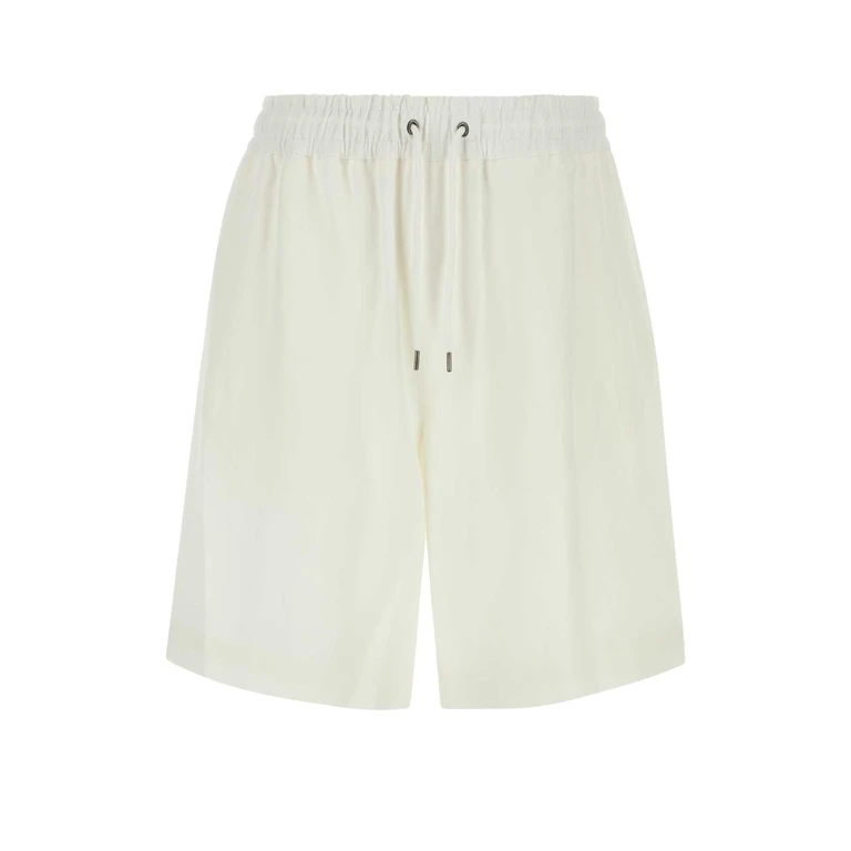 Giorgio Armani White Linen Bermuda Shorts Exterior: Cotton - Men