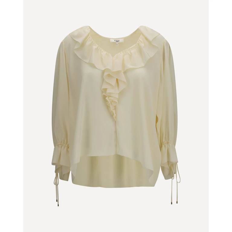 CHLOÉ Ruffled V-Neck Shirt Female 38