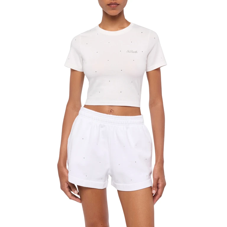 Mc2 Saint Barth Nives Cotton T-Shirt With Rhinestone Embellishment __single__ - Women