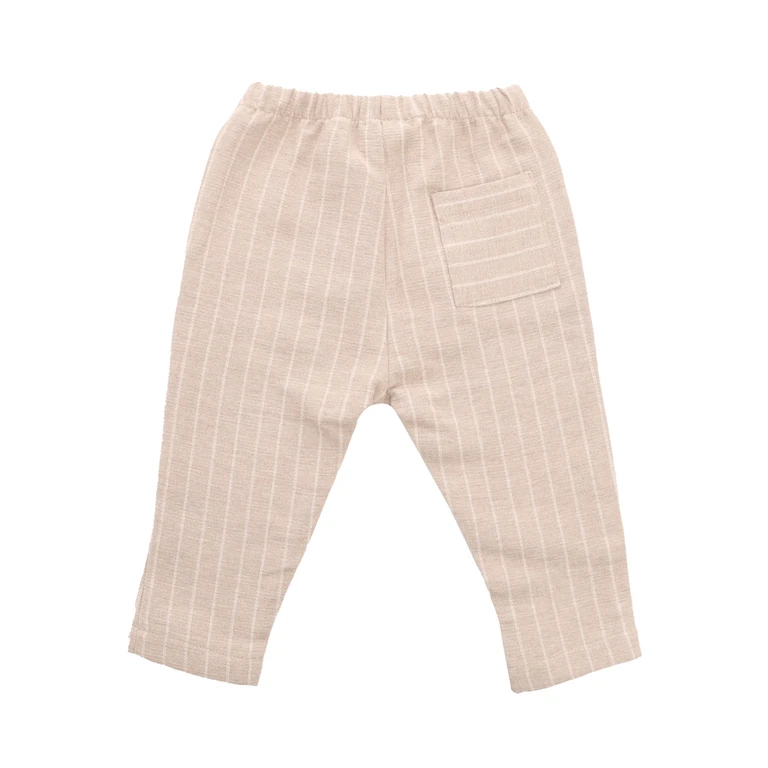 One More In The Family Beige pinstripe trousers Cotton Pant
