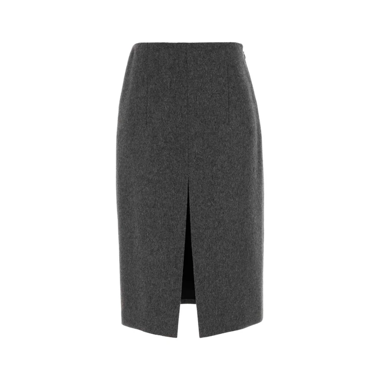 Prada Dark Grey Wool Skirt Ardesia Gonne - Women