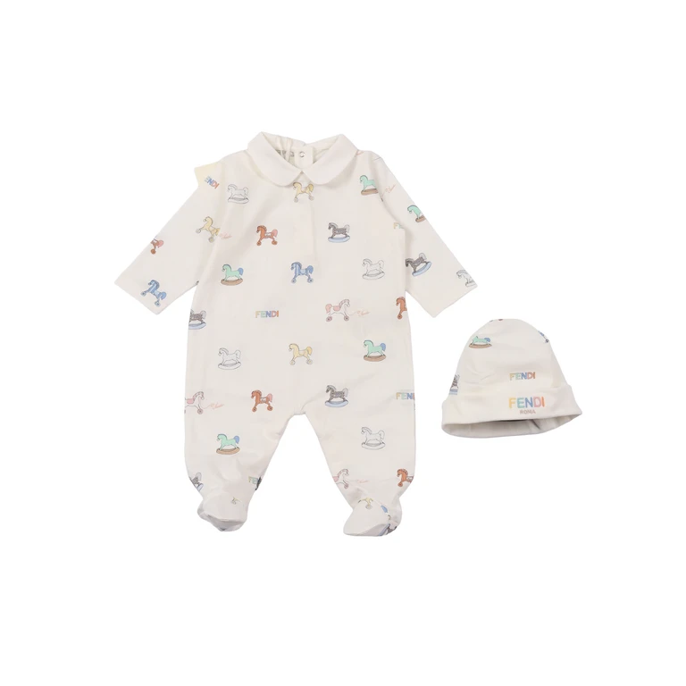 Fendi Jr LITTLE HORSES ROMPER SET White Box Regalo - Kids