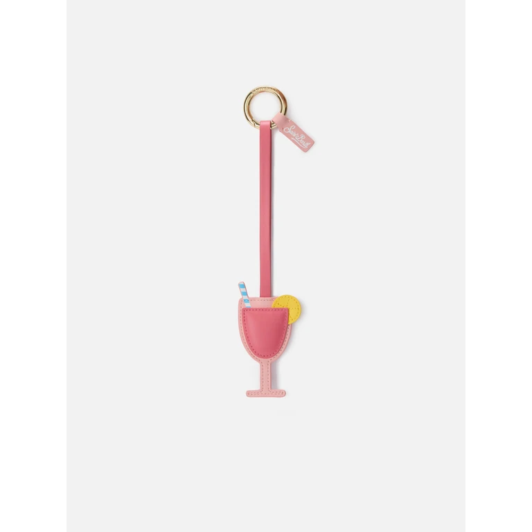 Mc2 Saint Barth Cocktail-Shaped Smooth Leather Bag Charm With Logo Tag Red Small Accessories - Unisex