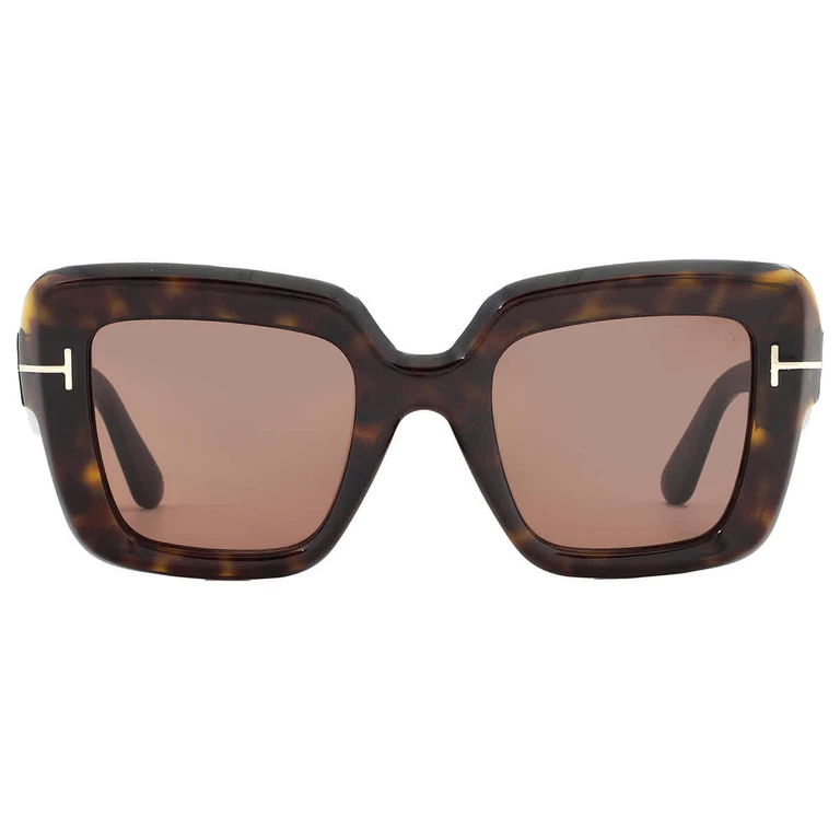 Tom Ford Esme Brown Square Ladies Sunglasses FT1157 52J 50