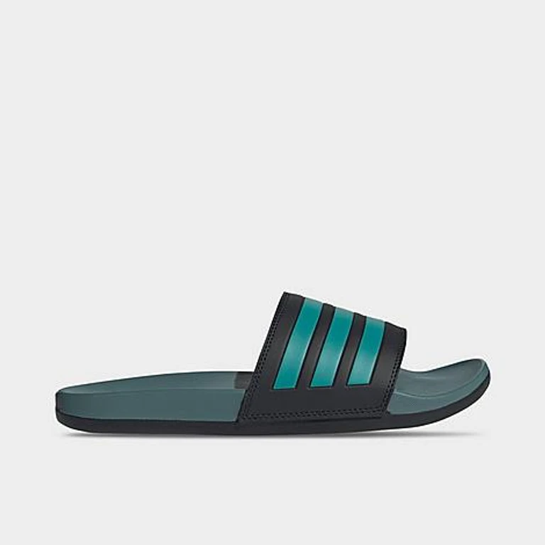 adidas Men's adilette Comfort Slide Sandals in Black/Pure Teal/Preloved Teal Size: 4.0