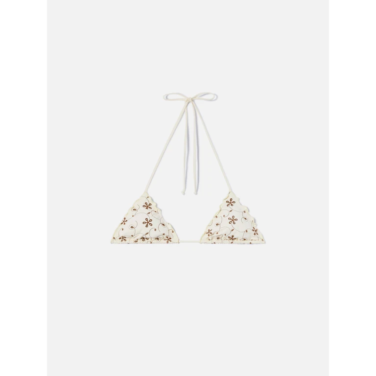 Mc2 Saint Barth Sagittarius Triangle Bikini Top Cream Sangallo White - Women