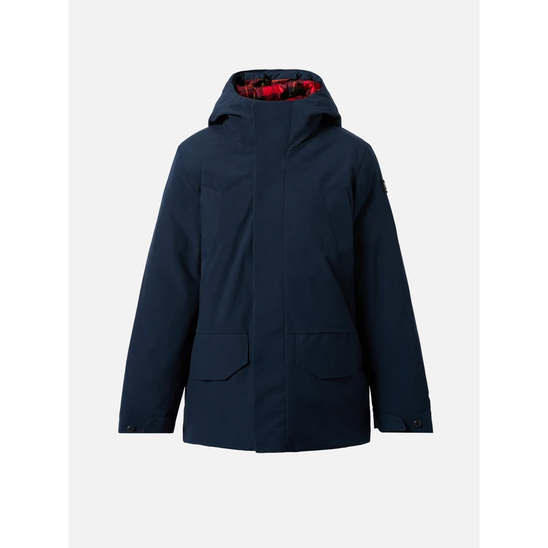 Mc2 Saint Barth Hooded Navy Blue Parka Jacket Voyager Jr With Tartan Lining