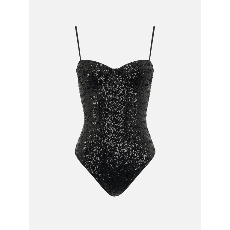 Mc2 Saint Barth Apolline Black Sequin One-Piece Swimsuit One Piece - Women