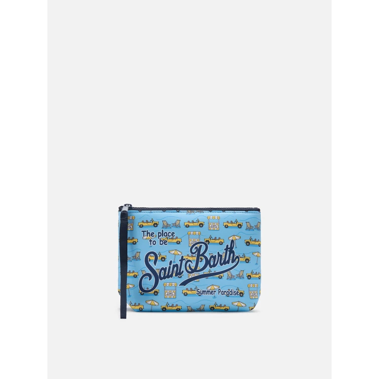 Mc2 Saint Barth Aline Scuba Pouch With Road To Formentera Print Blue Pochette - Unisex