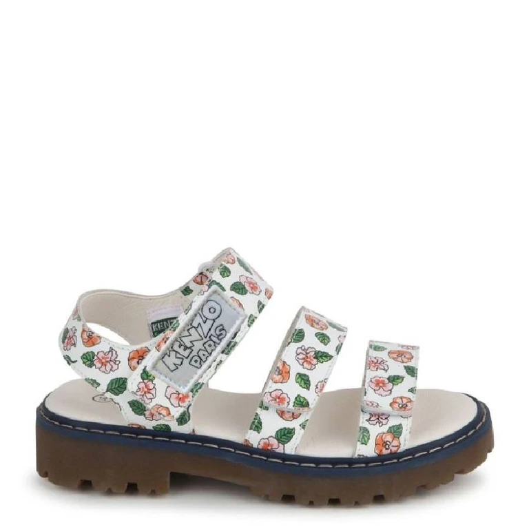 Kenzo Girls Floral Motif Logo-Patch Sandals
