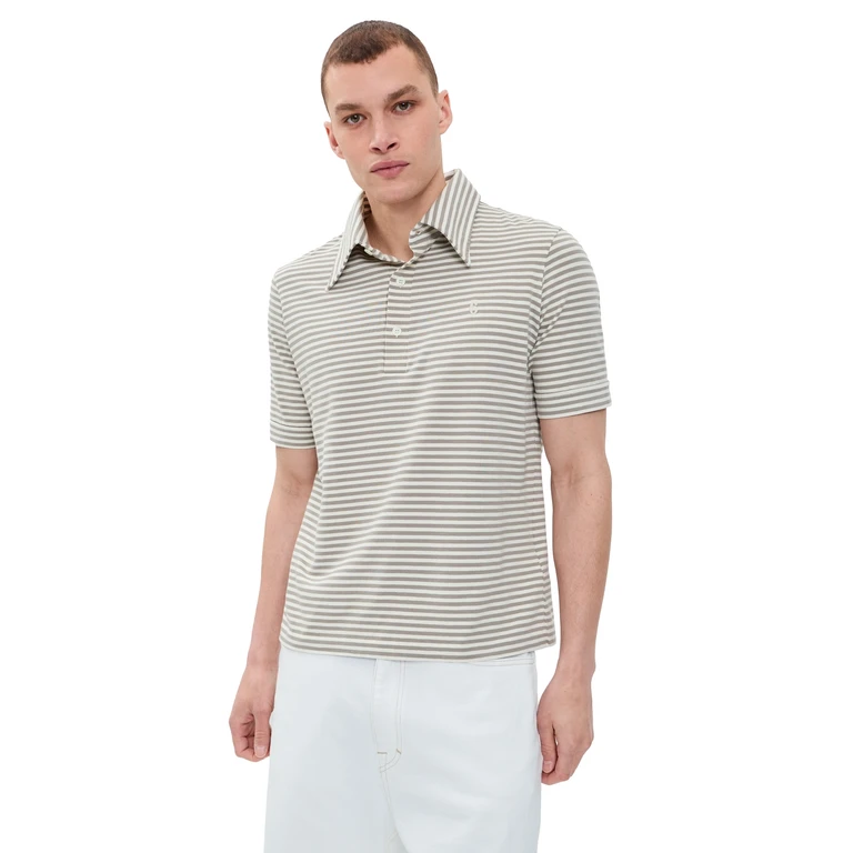 MM6 Maison Margiela Striped Polo Beige/Off White M