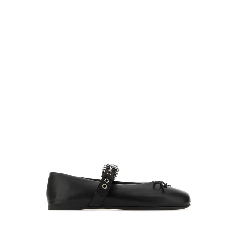Miu Miu Black Leather Ballerinas Nero Vitello Ballerine - Women