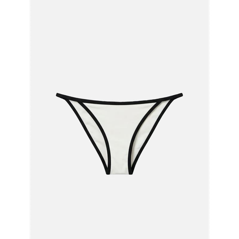 Mc2 Saint Barth Zephire String Brazilian Bikini Bottoms Cream With Contrasting Trim White Bottom - Women