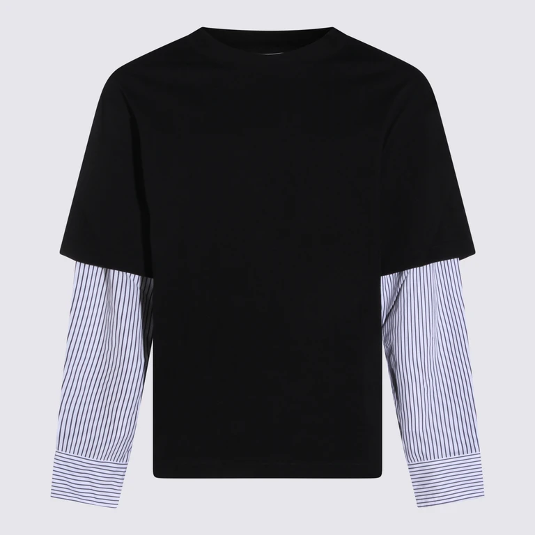 Jil Sander 블랙 앤 화이트 코튼 티셔츠
