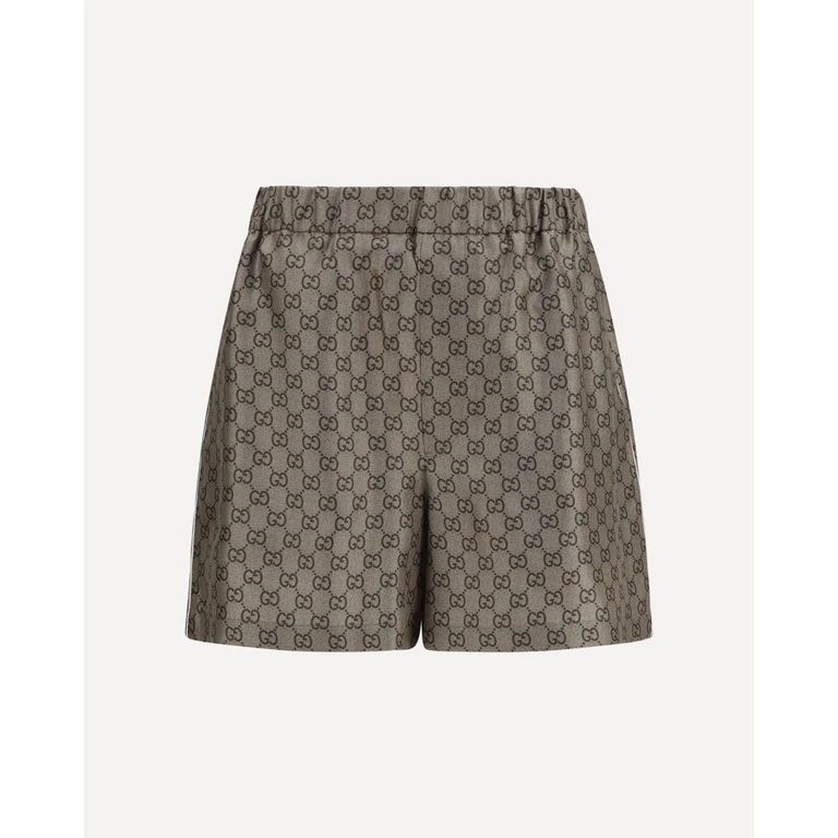 GUCCI Printed silk twill Shorts Female 38