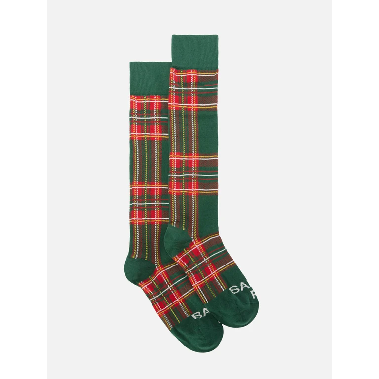 Mc2 Saint Barth Sox Socks Cotton Blend With Green Tartan Jacquard - Unisex