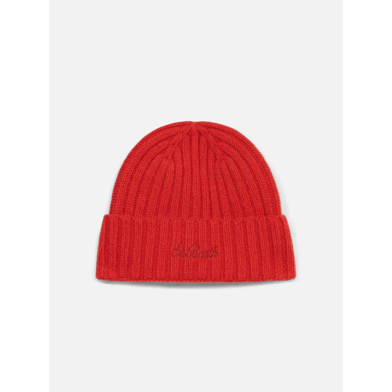 Mc2 Saint Barth Wengen Red Cashmere Blend Hat - Unisex