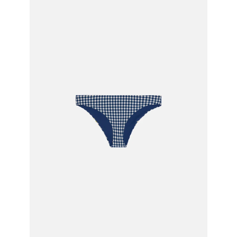 Mc2 Saint Barth Girl Swim Briefs With Gingham Print Blue Bottom