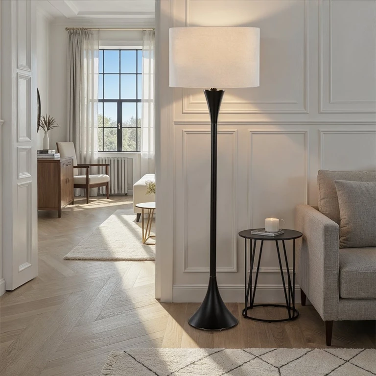 Lenuxe Black 65" Metal Floor Lamp