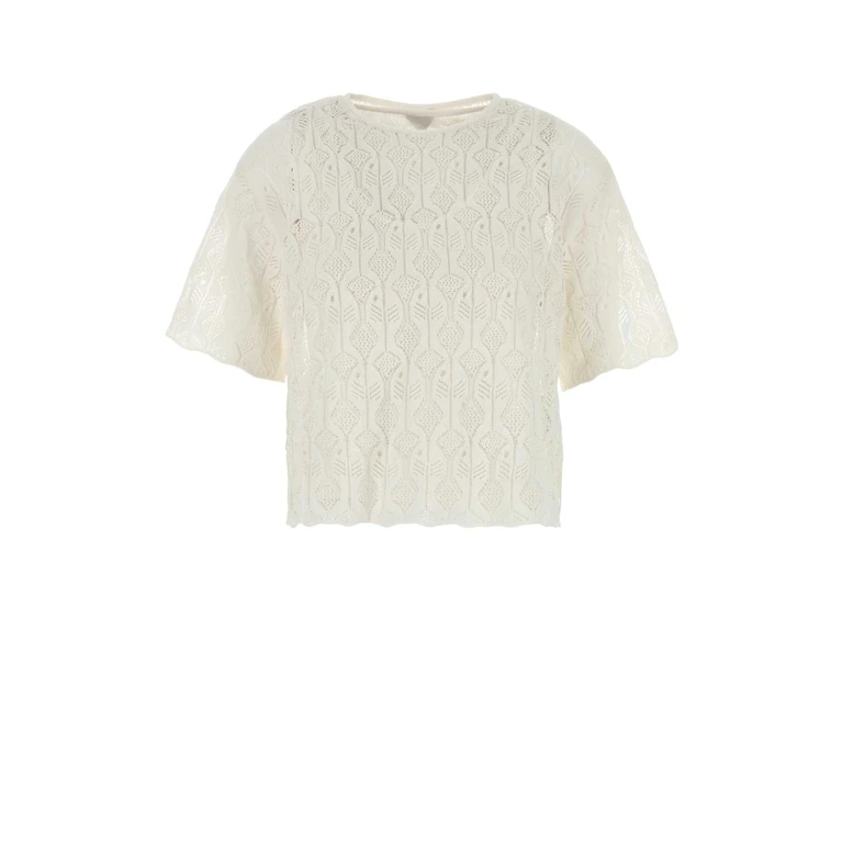 Bottega Veneta White Lace Fish Top Chalk Maglie - Women