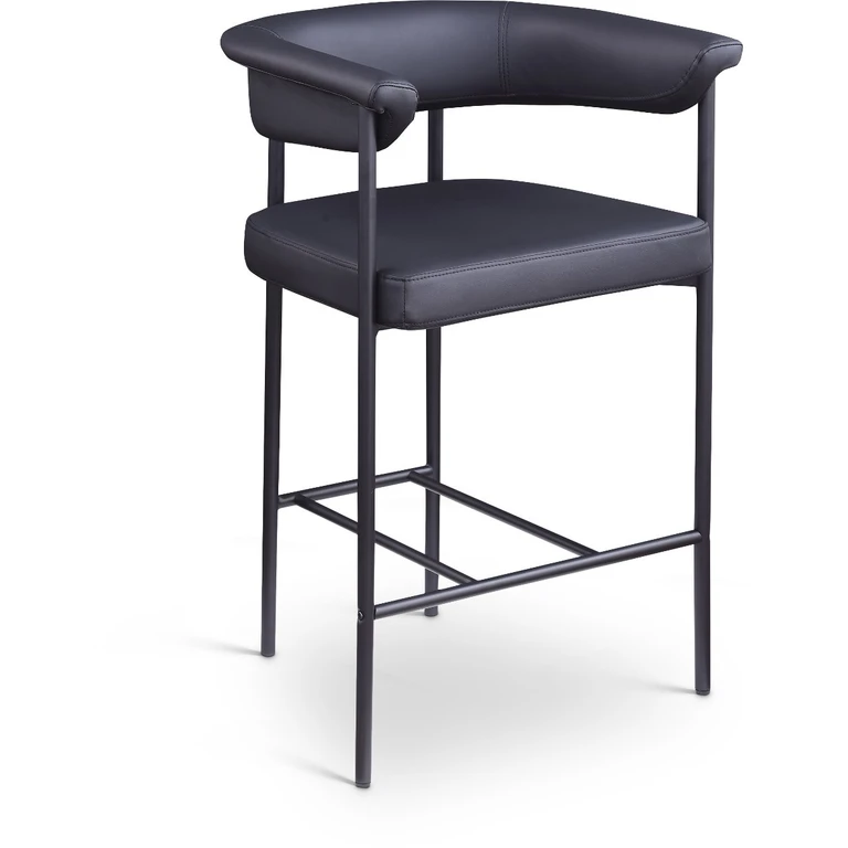 Malin Black Vegan Leather Upholstered Counter Stool, Set of 2