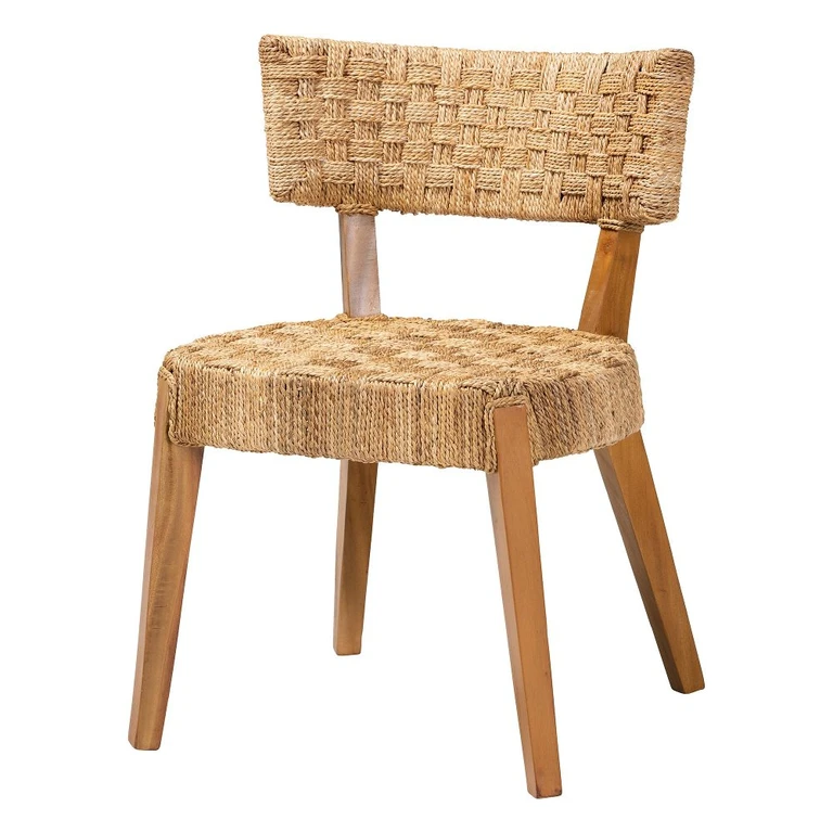 Sabit Seagrass and Mahogany Dining Chair