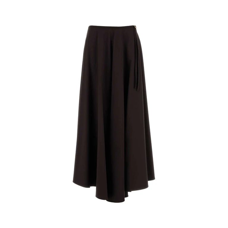 Agnona Brown Stretch Poplin Skirt Brownchocolate Exterior: Cotton Elastane Gonne - Women