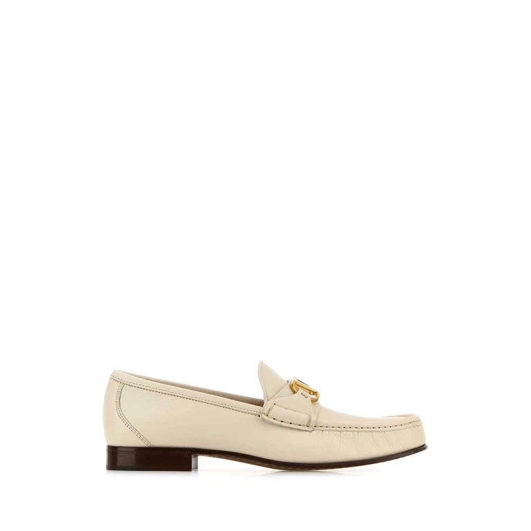 Valentino Garavani Ivory Leather Vlogo Loafers Mocassini - Women