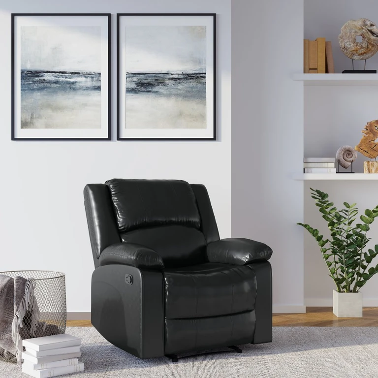 Relax-A-Lounger Preston Black Vegan Leather Recliner