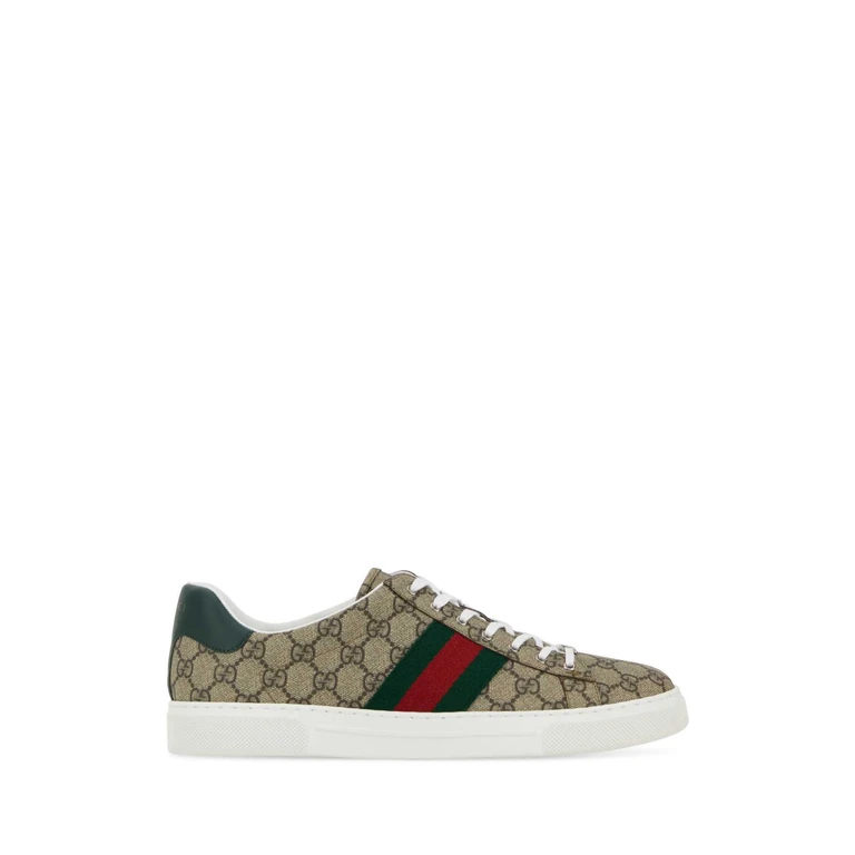 Gucci Gg Supreme Fabric Ace Sneakers Beiebonyvrvgreen - Men